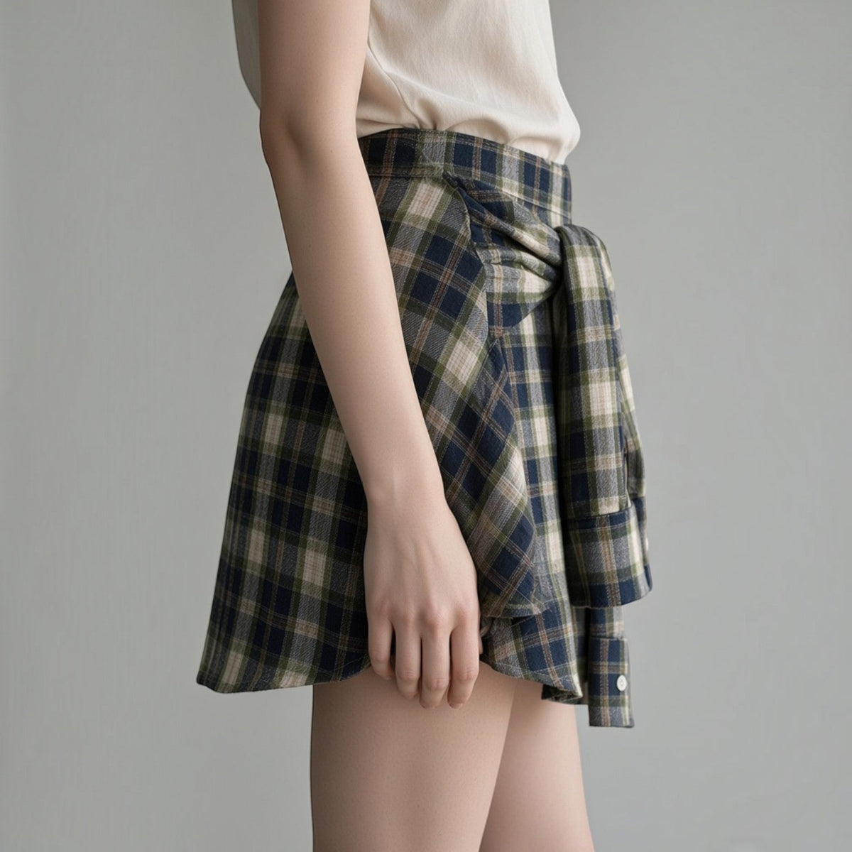 GONNA CORTA CHECK HAVEONE - XE BLU Abbigliamento Donna
