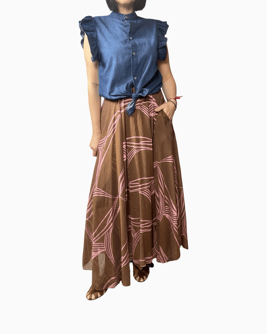 GONNA LUNGA A FANTASIA ASTRATTA SUSY MIX - XE BLU ABBIGLIAMENTO