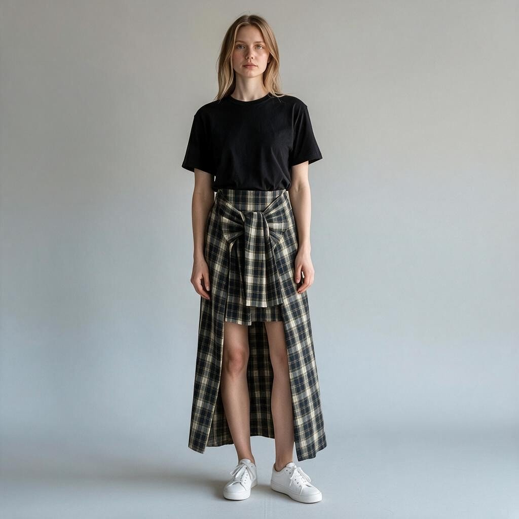 GONNA LUNGA CHECK ALLACCIATA HAVEONE - XE BLU Abbigliamento Donna