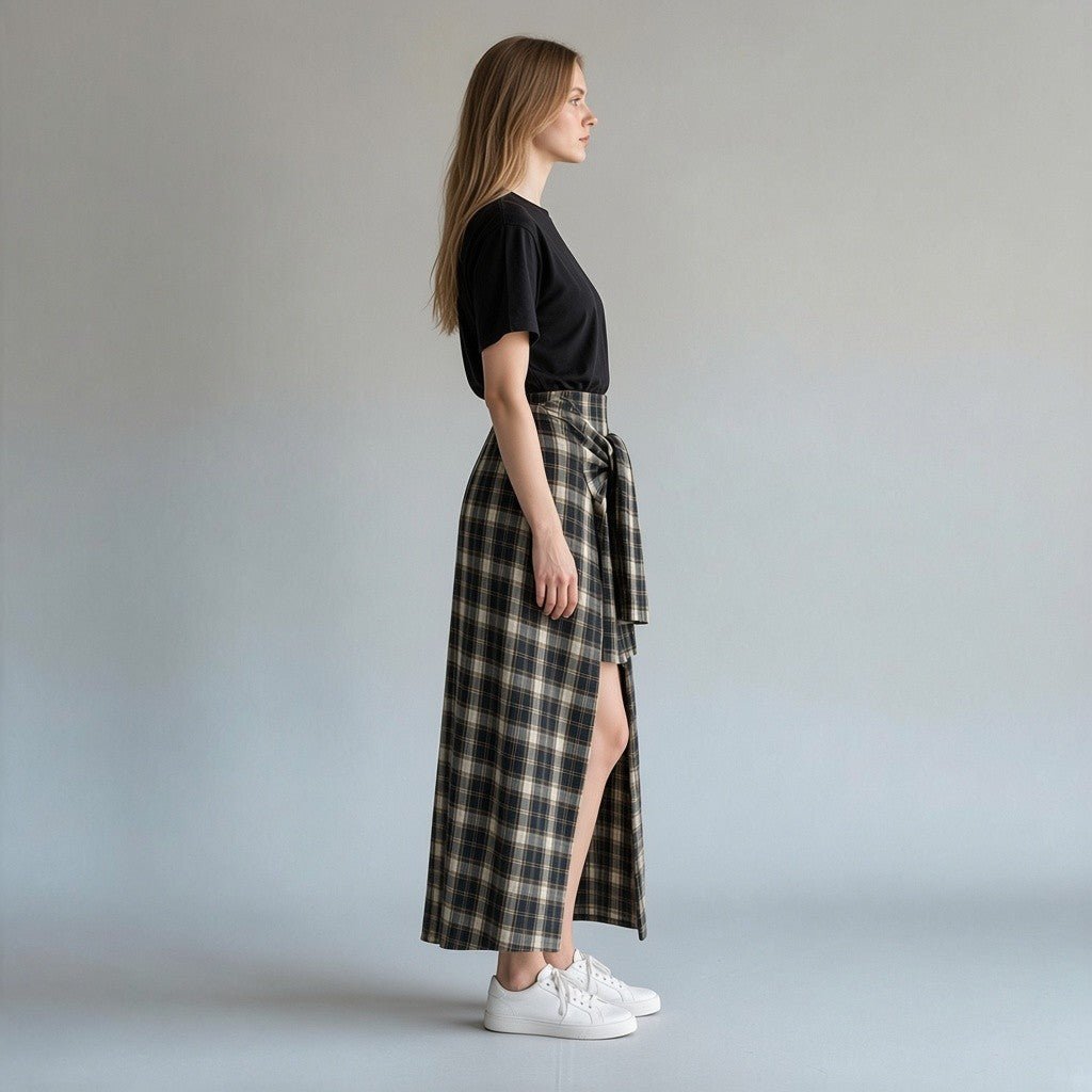 GONNA LUNGA CHECK ALLACCIATA HAVEONE - XE BLU Abbigliamento Donna
