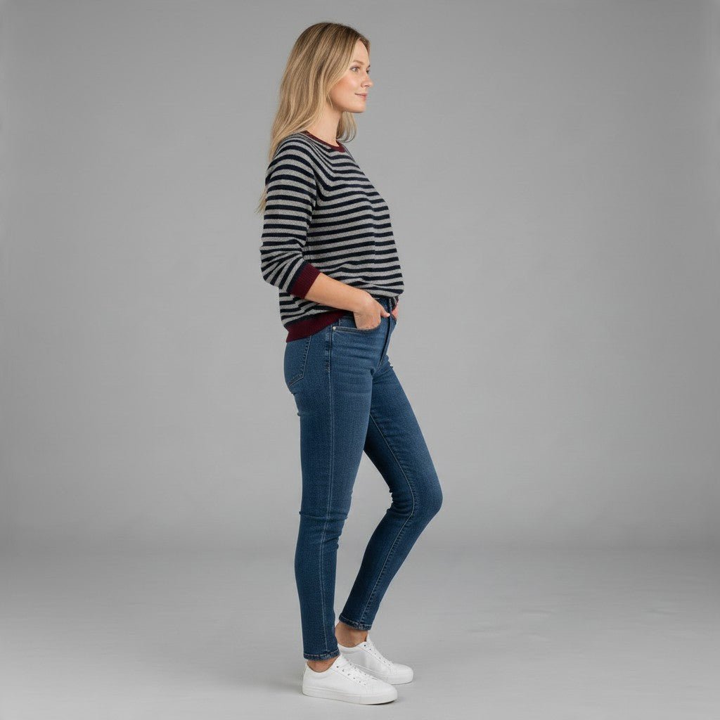 MAGLIA A RIGHE CON PROFILO HAVEONE - XE BLU Abbigliamento Donna