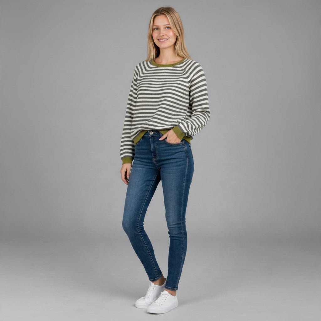 MAGLIA A RIGHE CON PROFILO HAVEONE - XE BLU Abbigliamento Donna