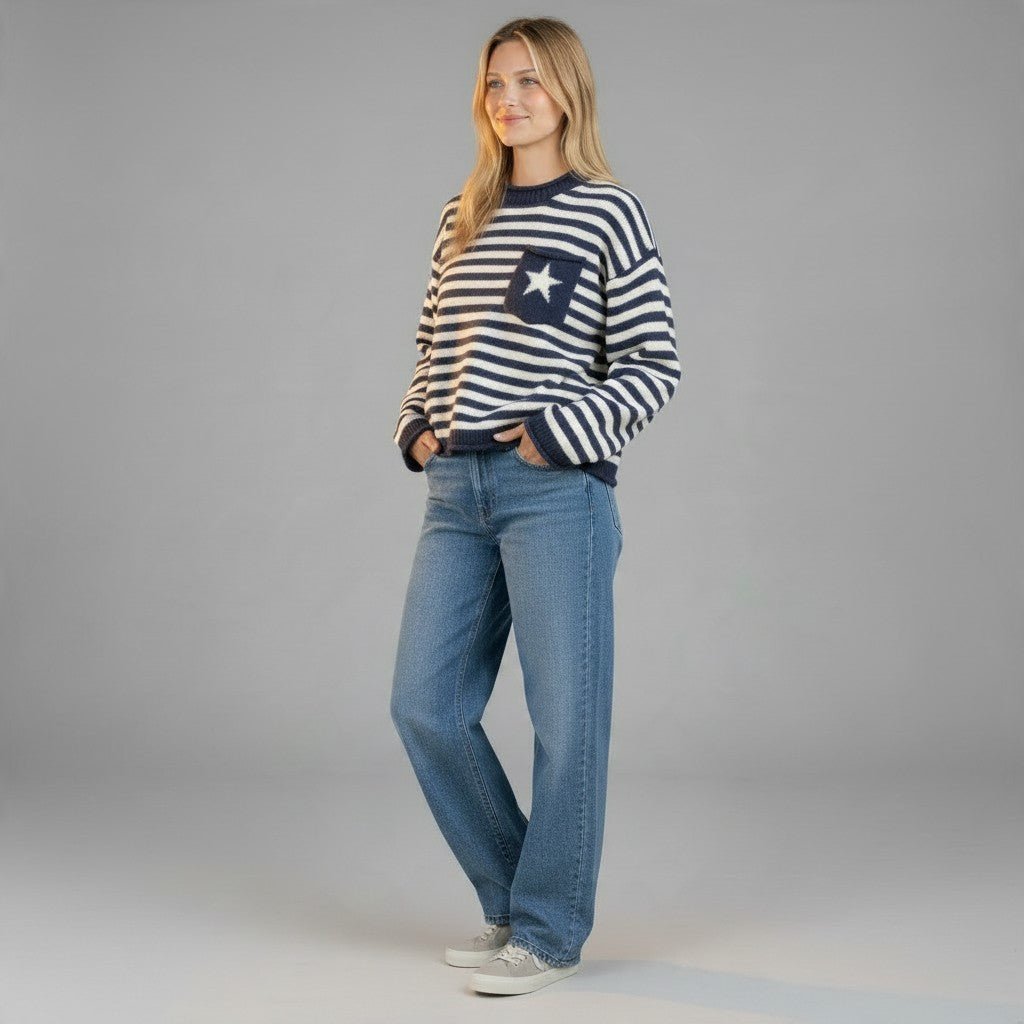 MAGLIA A RIGHE HAVEONE - XE BLU Abbigliamento Donna