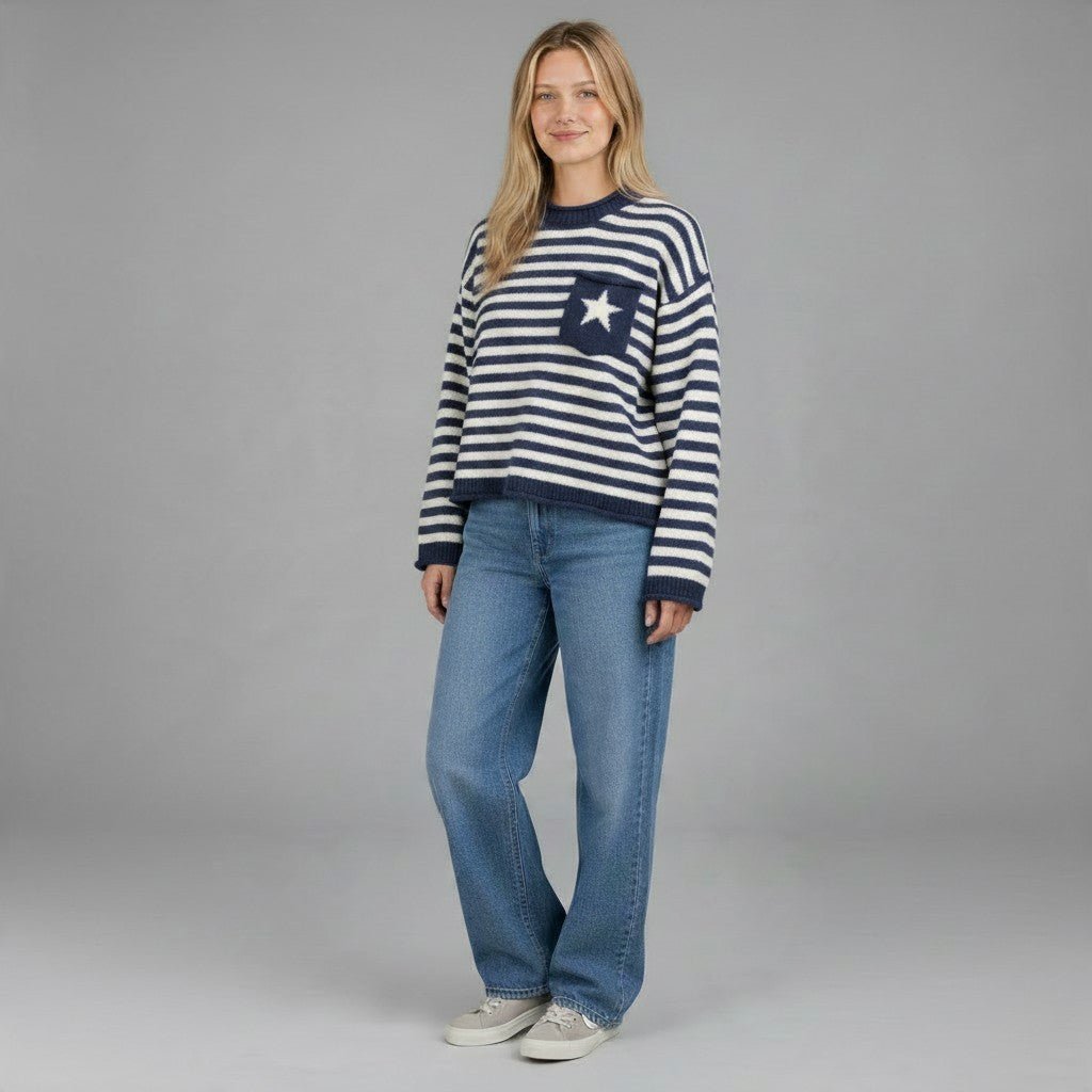 MAGLIA A RIGHE HAVEONE - XE BLU Abbigliamento Donna