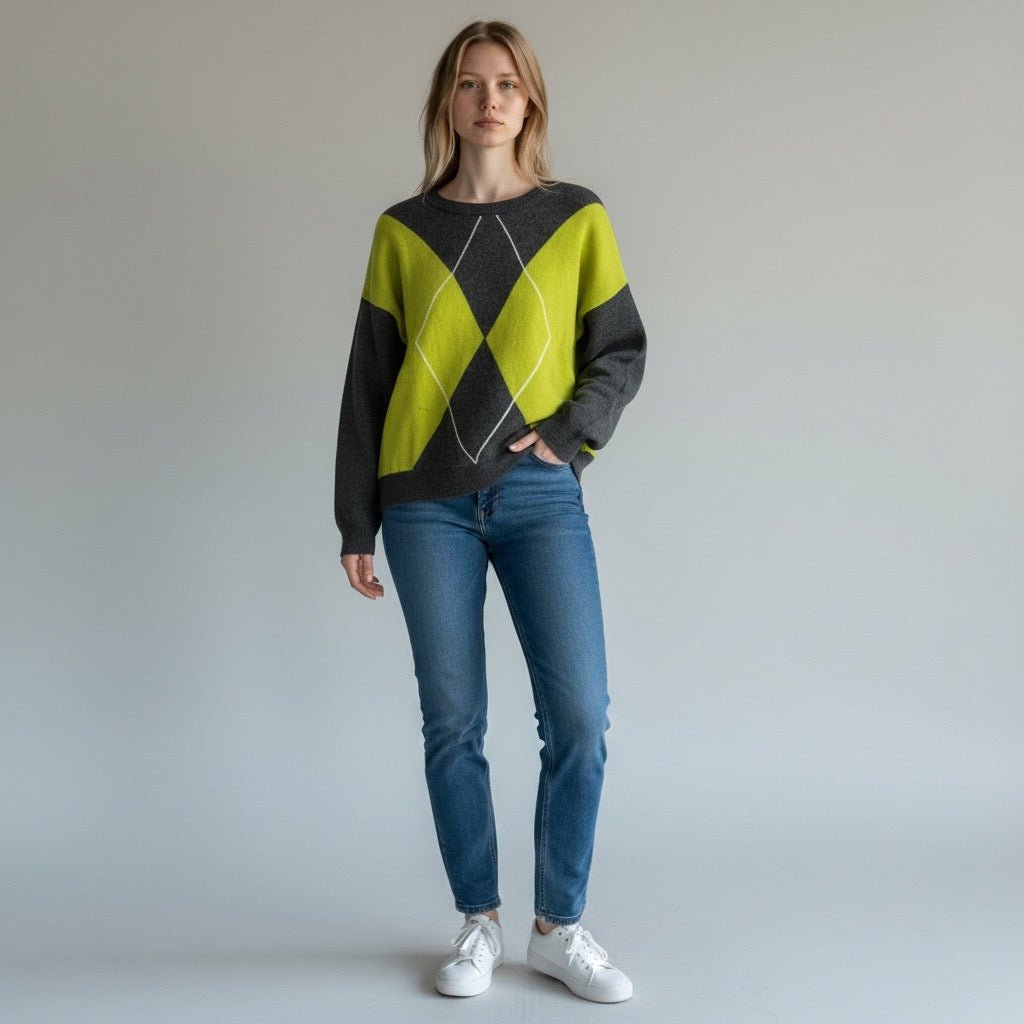 MAGLIA A ROMBI HAVEONE - XE BLU Abbigliamento Donna