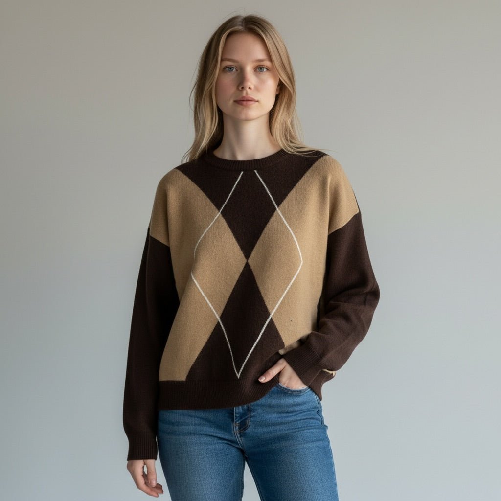 MAGLIA A ROMBI HAVEONE - XE BLU Abbigliamento Donna