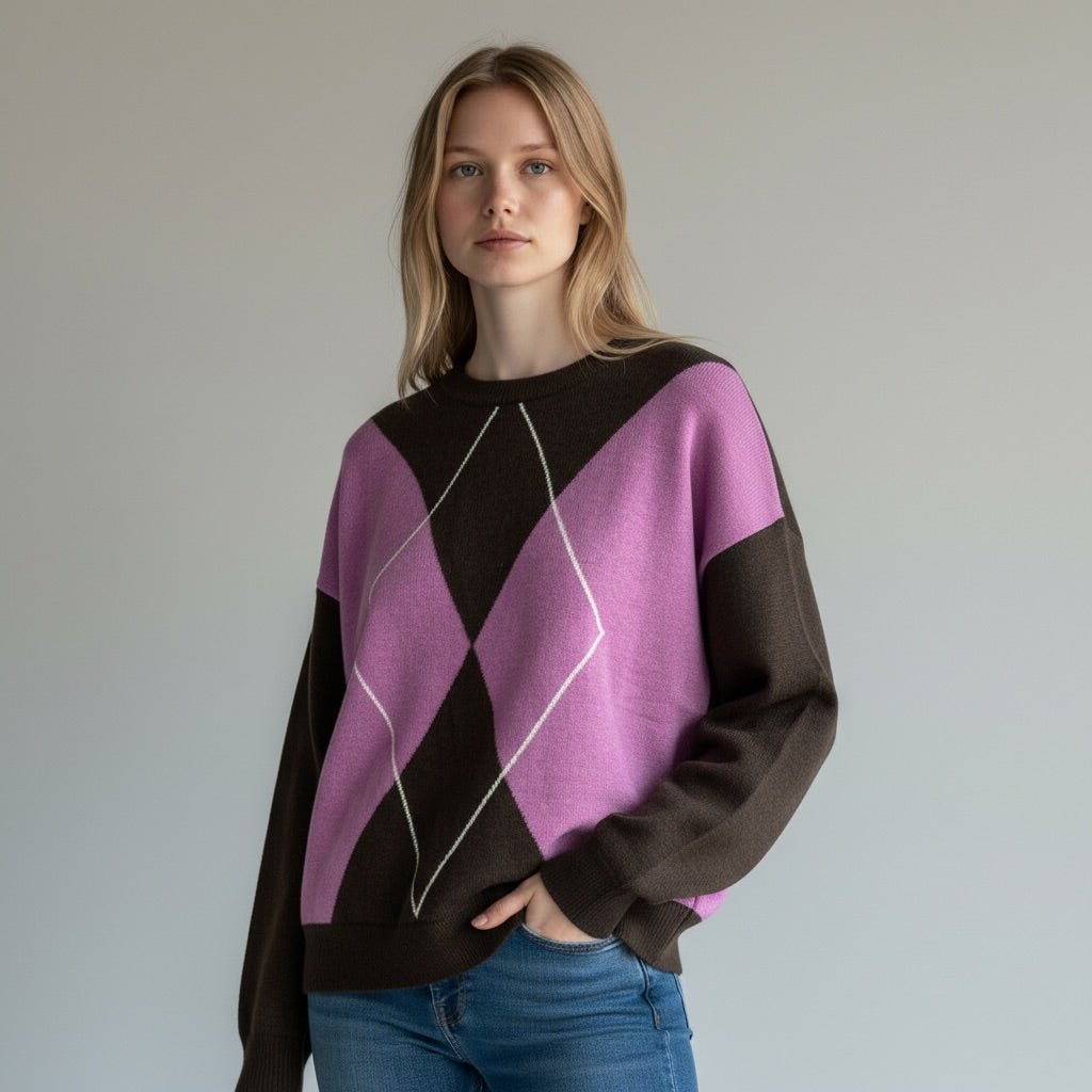 MAGLIA A ROMBI HAVEONE - XE BLU Abbigliamento Donna