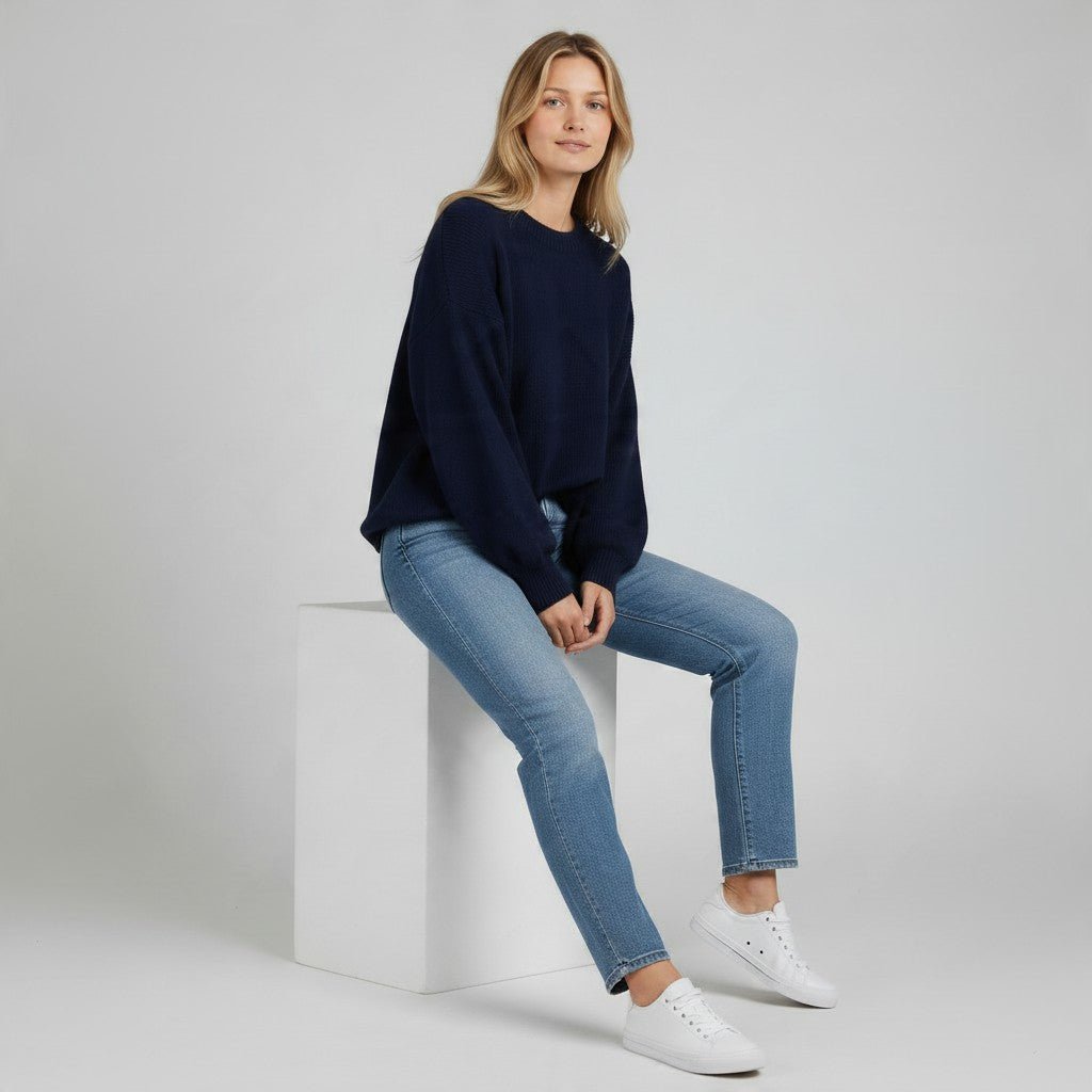 MAGLIA A SCATOLA SUSY MIX - XE BLU Abbigliamento Donna