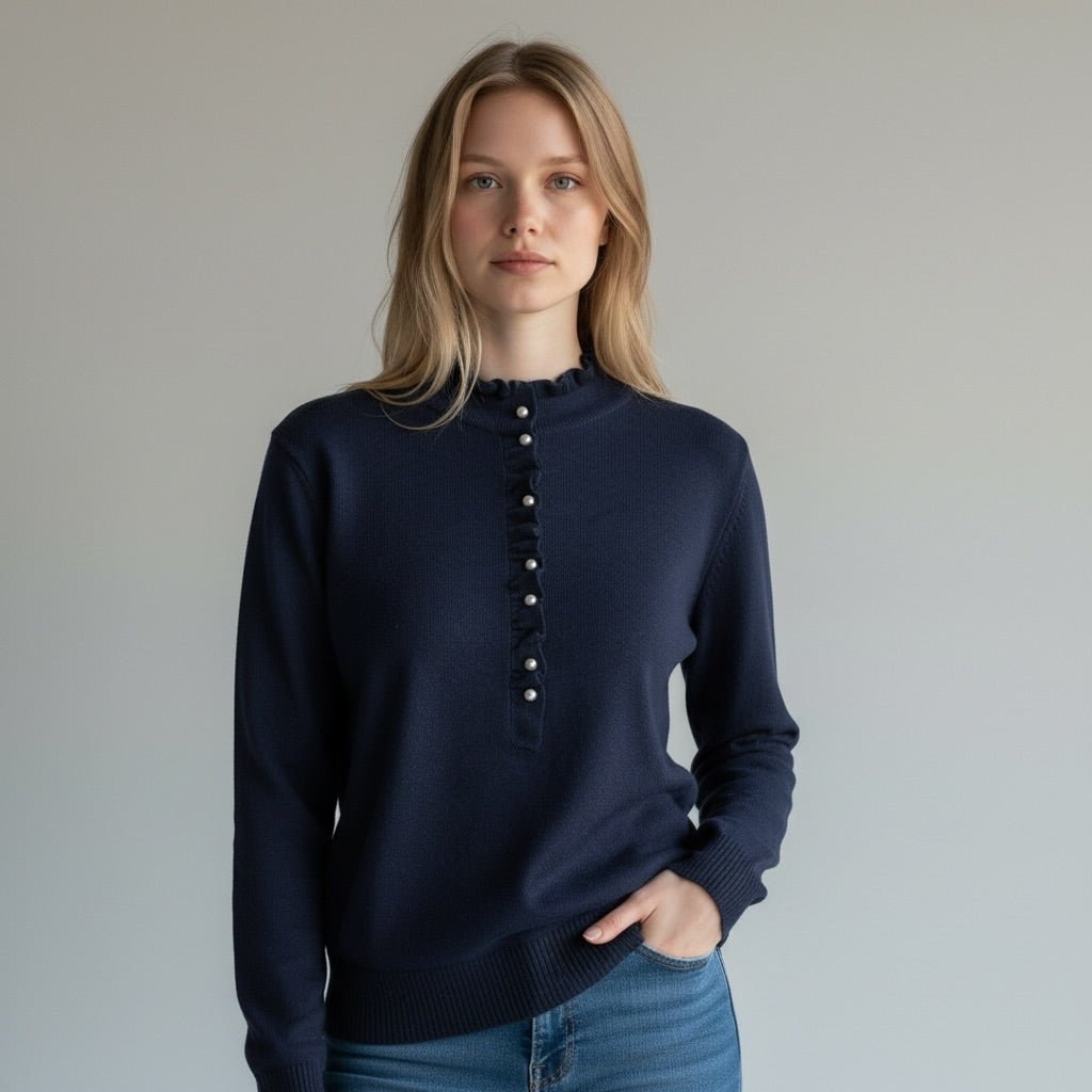 MAGLIA BOTTONCINI SUSY MIX - XE BLU Abbigliamento Donna