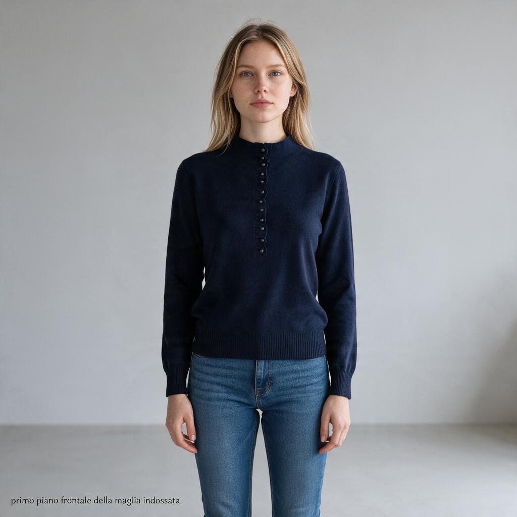 MAGLIA CON BOTTONCINI HAVEONE - XE BLU Abbigliamento Donna
