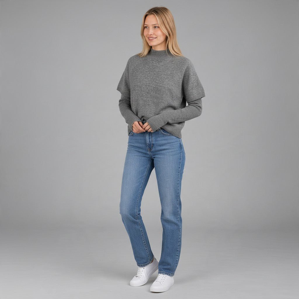 MAGLIA CON MANICOTTI VICOLO - XE BLU Abbigliamento Donna