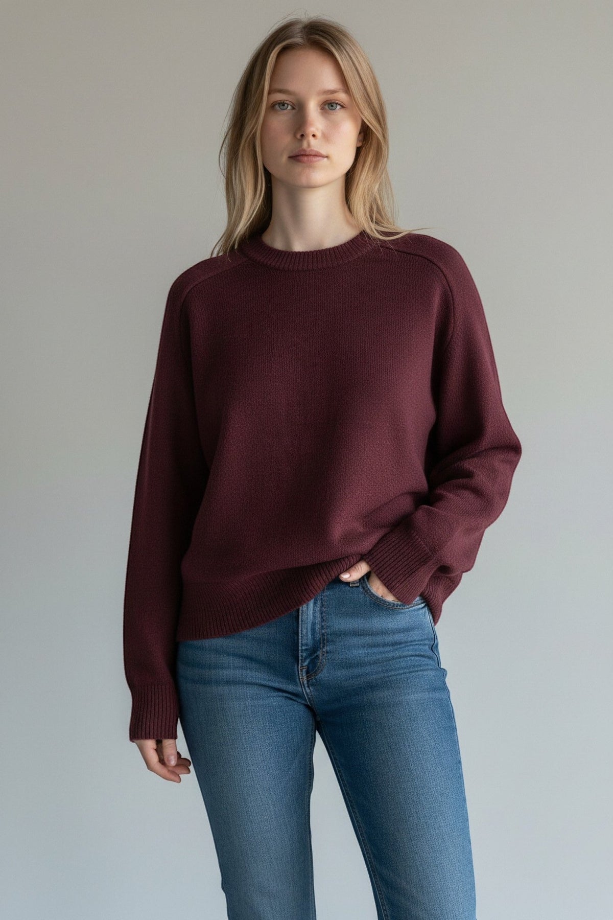 MAGLIA GIROCOLLO OVER TENSIONE IN - XE BLU Abbigliamento Donna