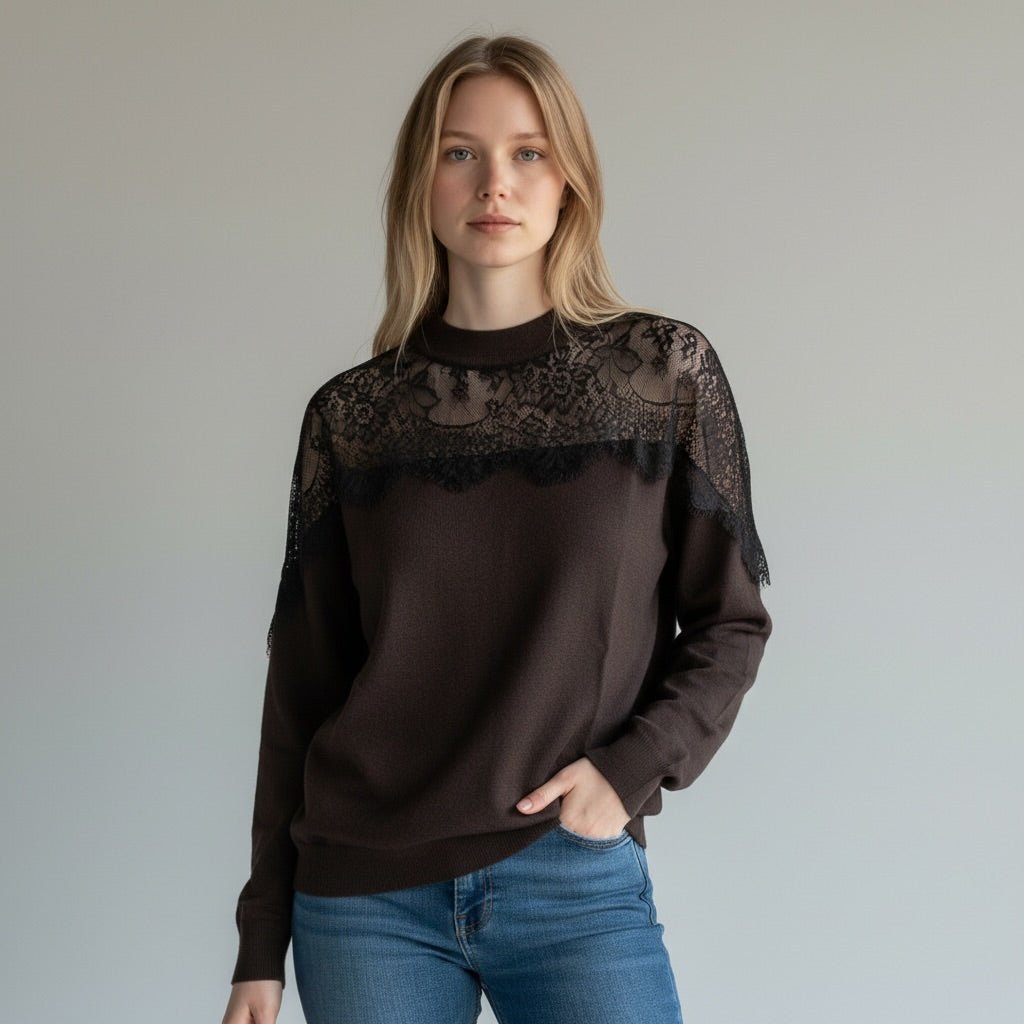 MAGLIA INSERTO PIZZO SUSY MIX - XE BLU Abbigliamento Donna