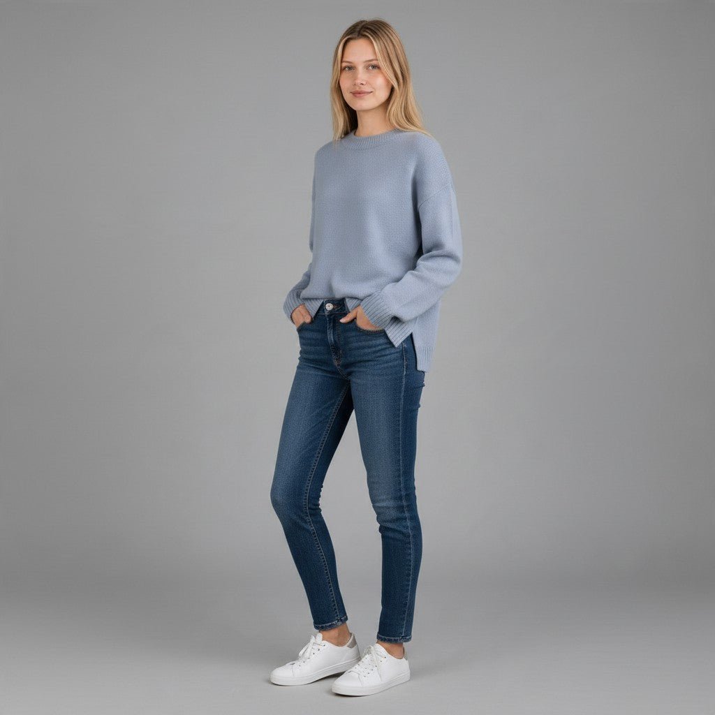 MAGLIA PURA LANA SUSY MIX - XE BLU Abbigliamento Donna
