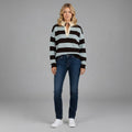 MAGLIA RIGATA CON COLLETTO VICOLO - XE BLU Abbigliamento Donna