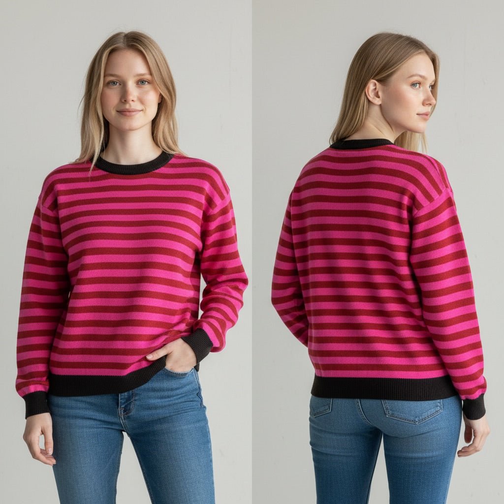 MAGLIA RIGATA CON PROFILO HAVEONE - XE BLU Abbigliamento Donna