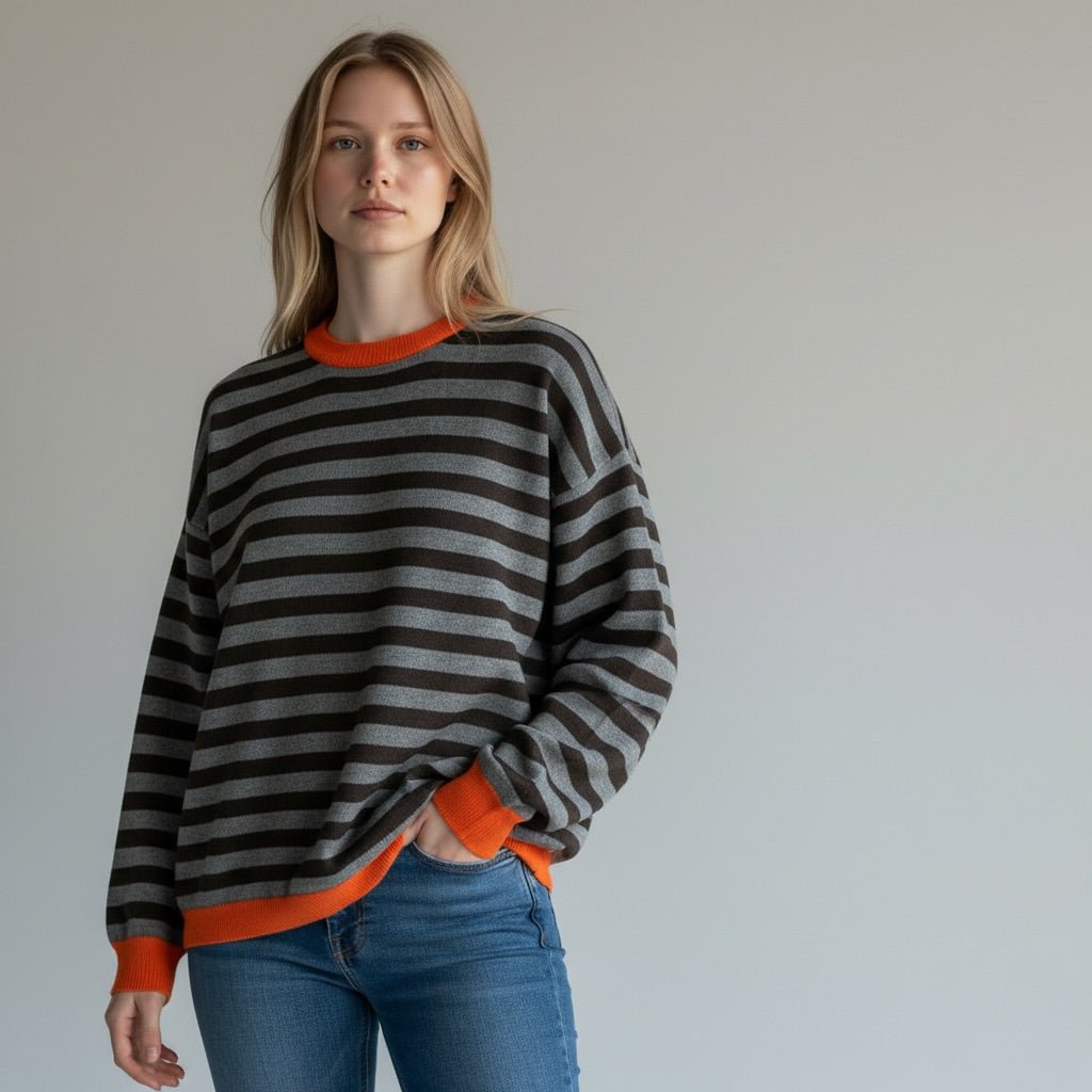 MAGLIA RIGATA CON PROFILO HAVEONE - XE BLU Abbigliamento Donna