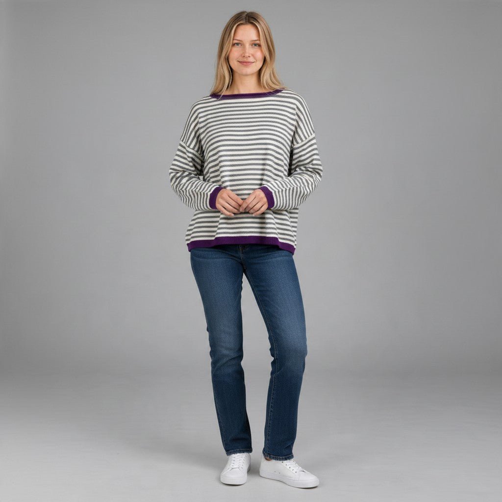 MAGLIA RIGHE CON PROFILO SUSY MIX - XE BLU Abbigliamento Donna