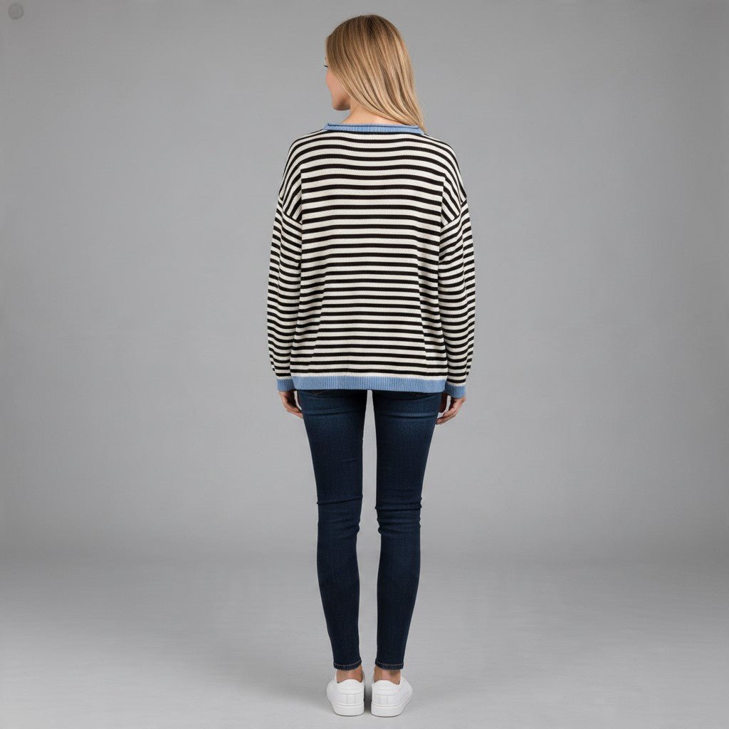 MAGLIA RIGHE CON PROFILO SUSY MIX - XE BLU Abbigliamento Donna
