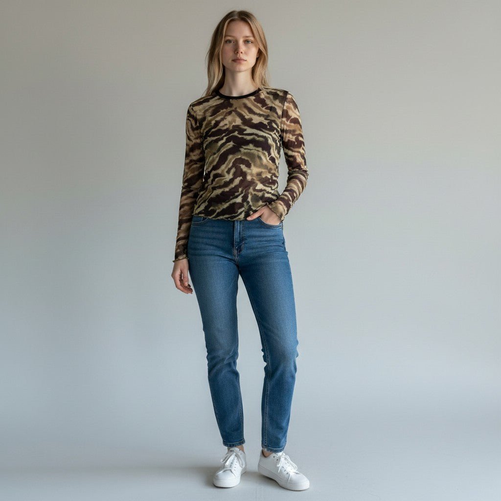 MAGLIETTA A FANTASIA IN TULLE SUSY MIX - XE BLU Abbigliamento Donna