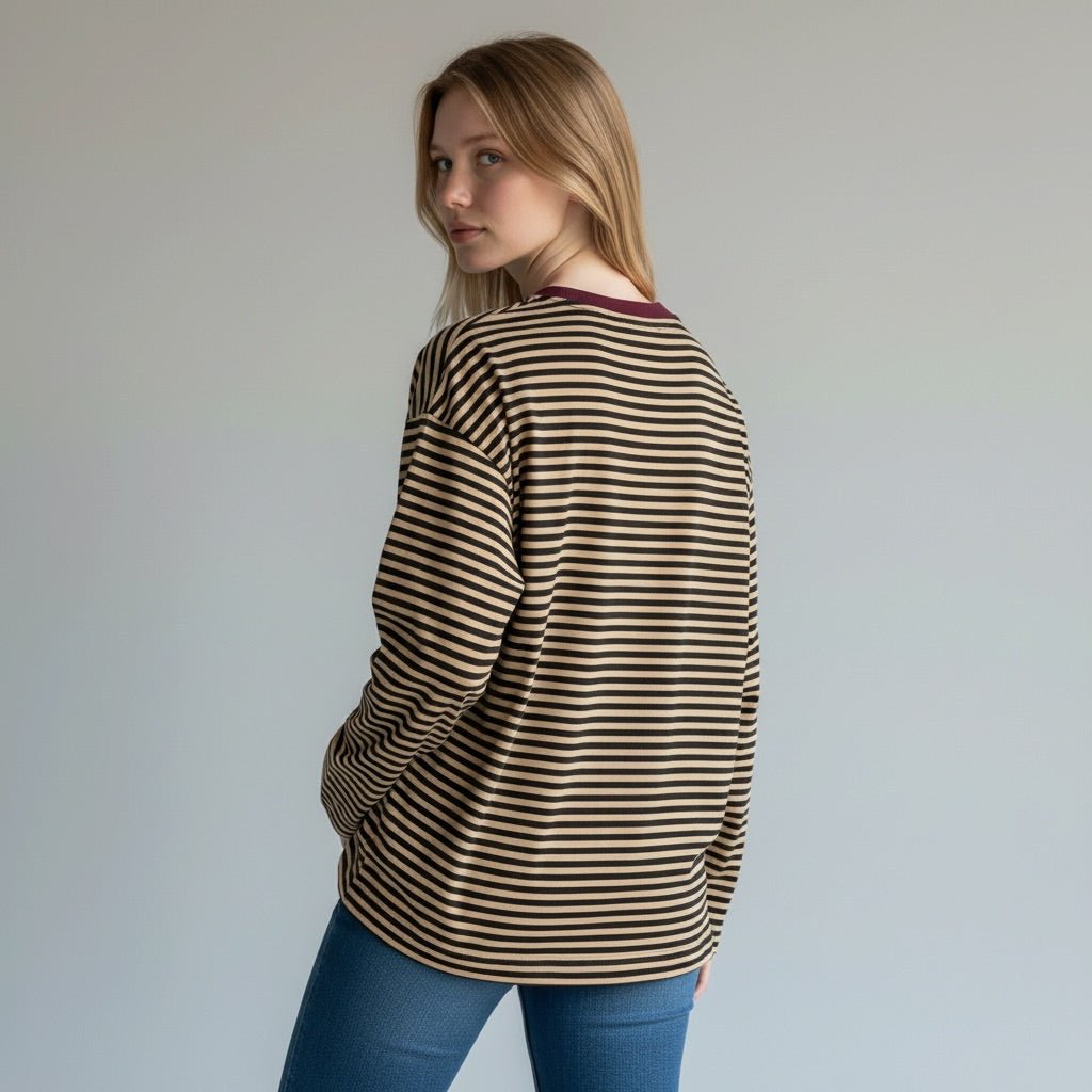MAGLIETTA A RIGHE CON PROFILO SUSY MIX - XE BLU Abbigliamento Donna