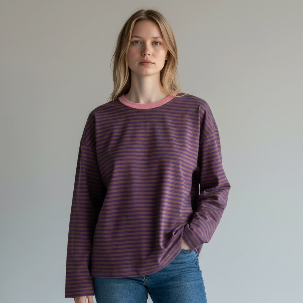 MAGLIETTA A RIGHE CON PROFILO SUSY MIX - XE BLU Abbigliamento Donna