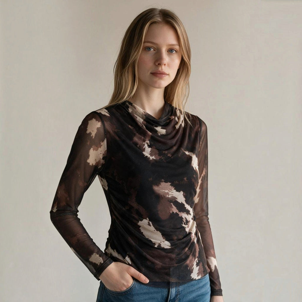 MAGLIETTA ARRICCIATA SUSY MIX - XE BLU Abbigliamento Donna