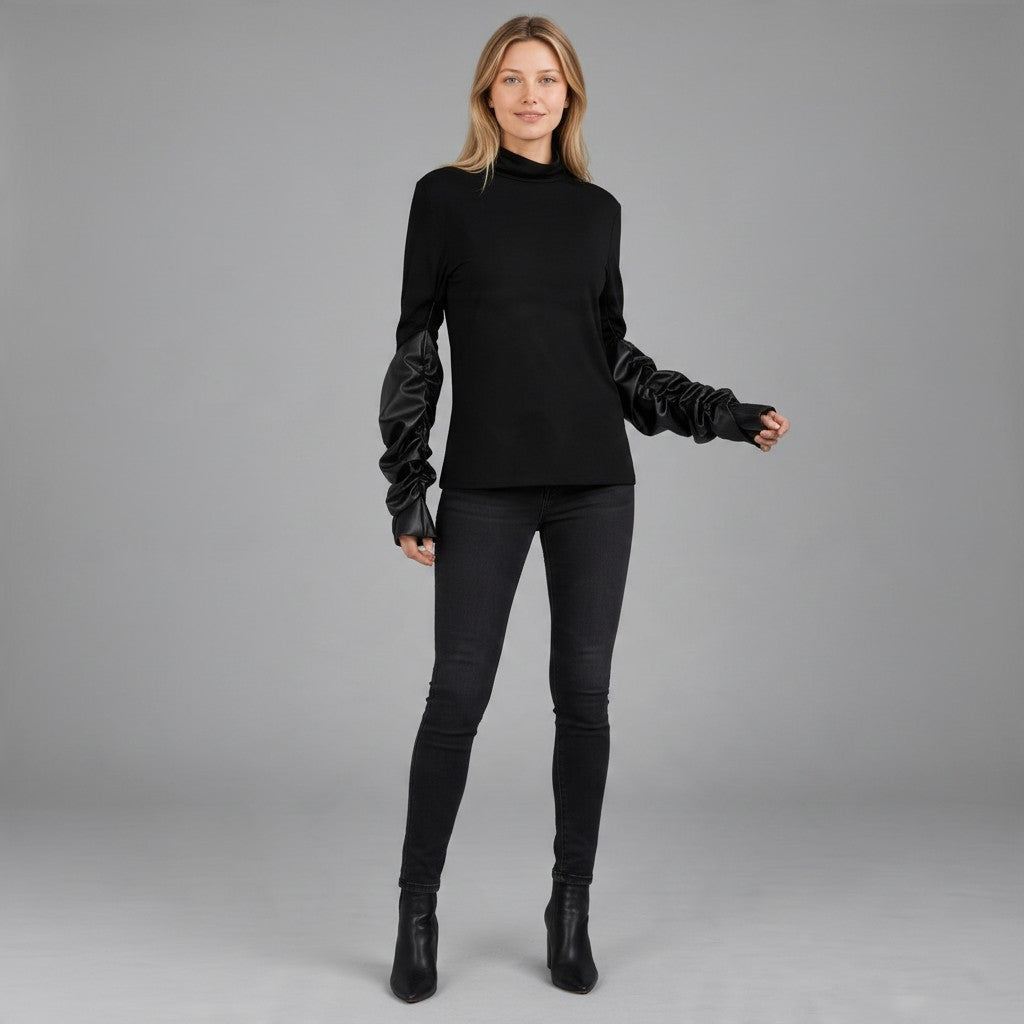 MAGLIETTA CON MANICOTTO TENSIONE IN - XE BLU Abbigliamento Donna
