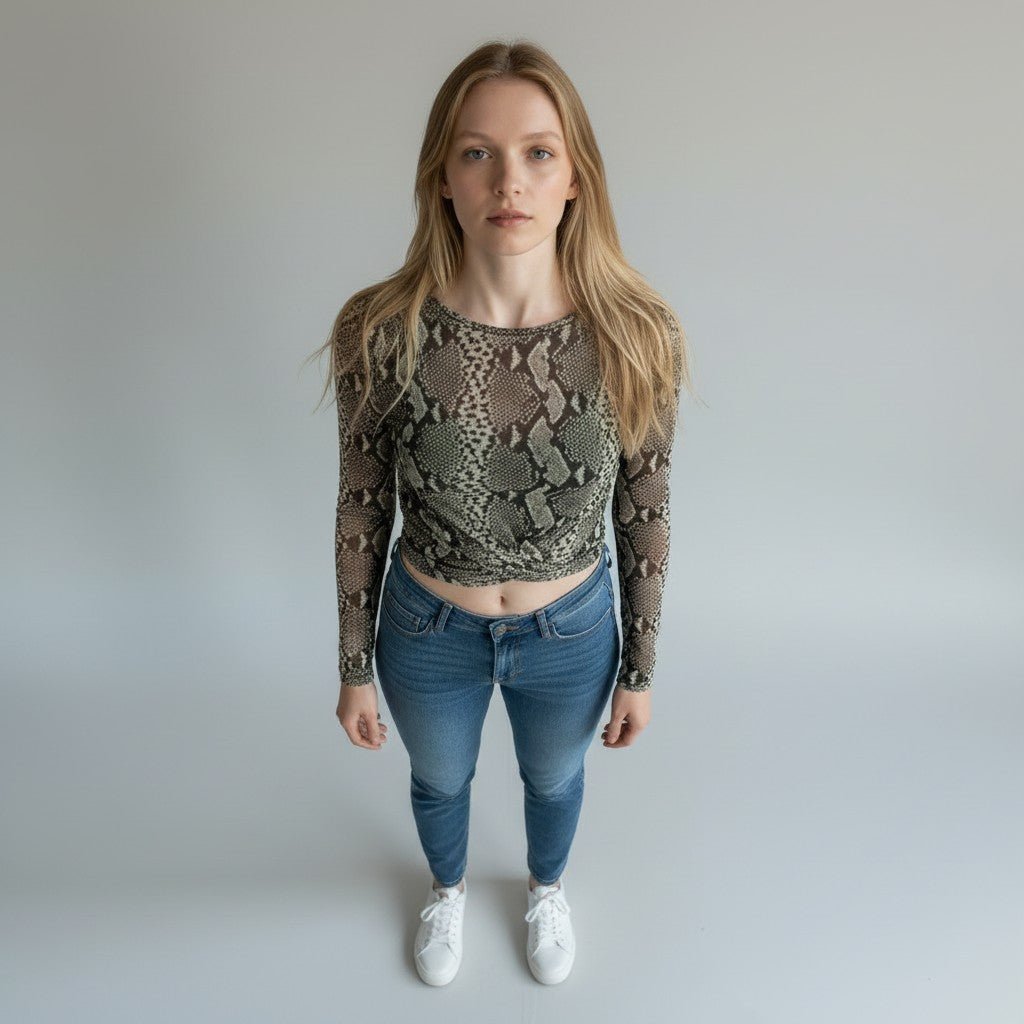 MAGLIETTA IN TULLE PITONATA HAVEONE - XE BLU Abbigliamento Donna
