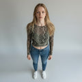 MAGLIETTA IN TULLE PITONATA HAVEONE - XE BLU Abbigliamento Donna
