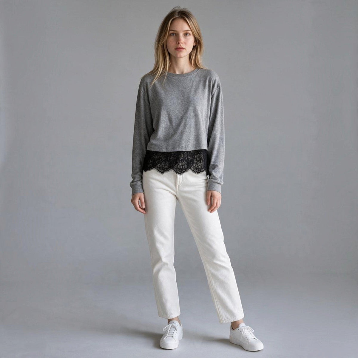 MAGLIETTA INSERTO PIZZO HAVEONE - XE BLU Abbigliamento Donna