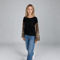 MAGLIETTA MACULATA CON MANICA A CAMPANA HAVEONE - XE BLU Abbigliamento Donna