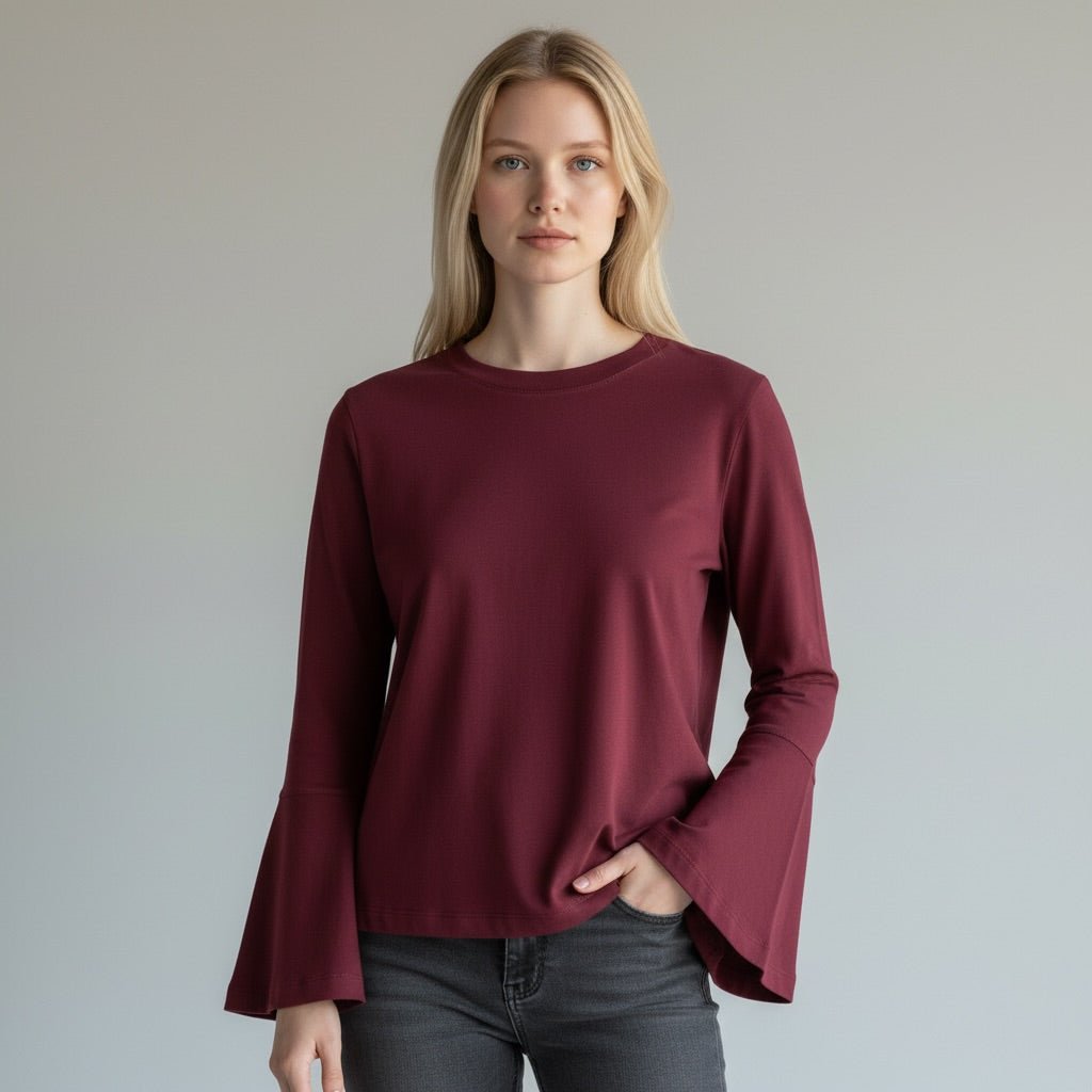 MAGLIETTA MANICA A TULIPANO SUSY MIX - XE BLU Abbigliamento Donna