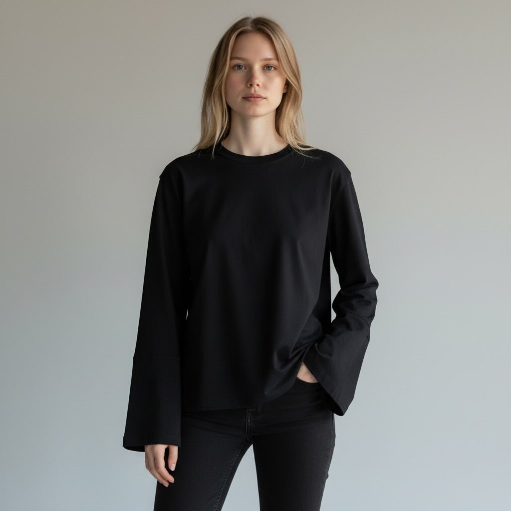 MAGLIETTA MANICA A TULIPANO SUSY MIX - XE BLU Abbigliamento Donna