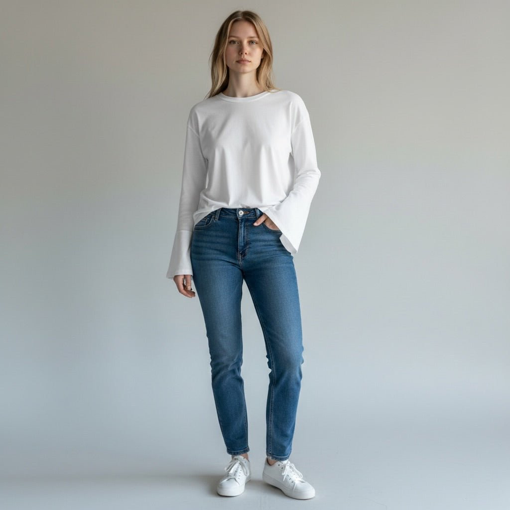 MAGLIETTA MANICA A TULIPANO SUSY MIX - XE BLU Abbigliamento Donna