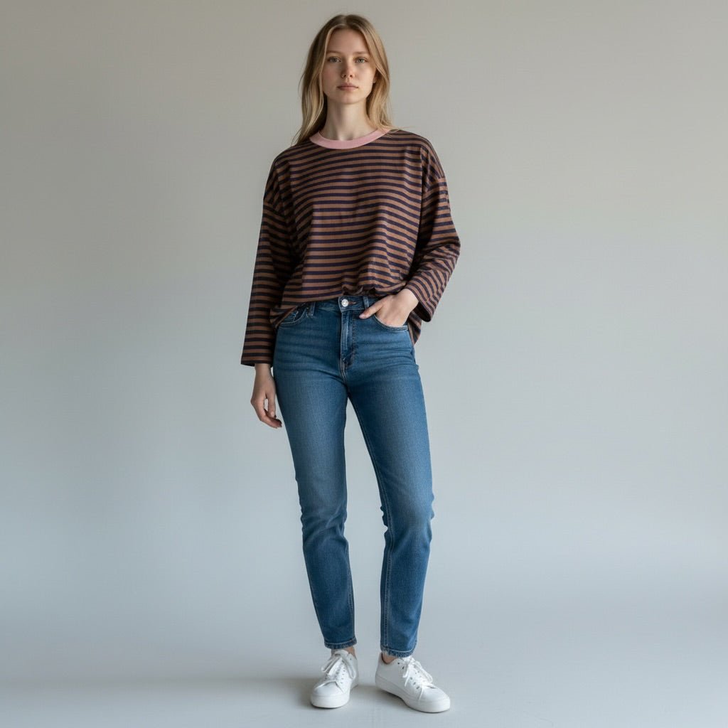 MAGLIETTA RIGATA HAVEONE - XE BLU Abbigliamento Donna