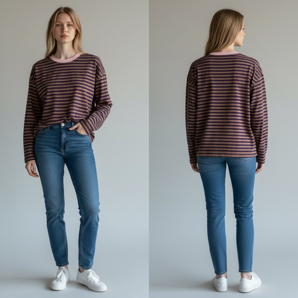 MAGLIETTA RIGATA HAVEONE - XE BLU Abbigliamento Donna