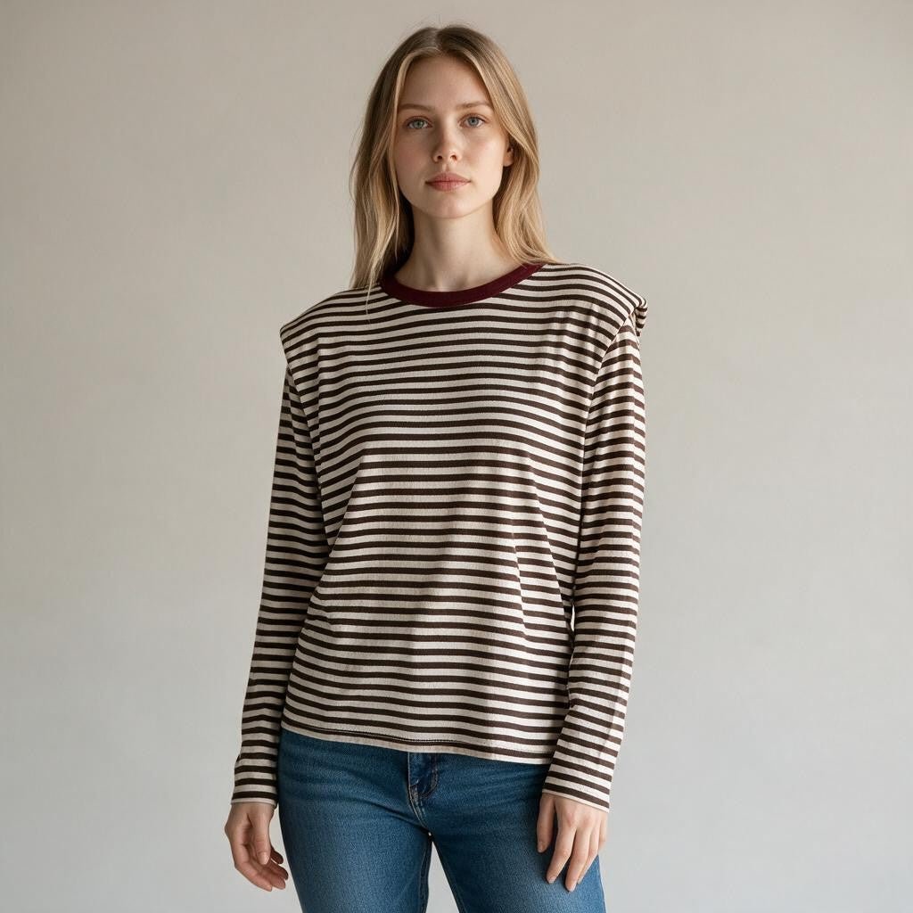MAGLIETTA RIGHE OVATTA SUSY MIX - XE BLU Abbigliamento Donna