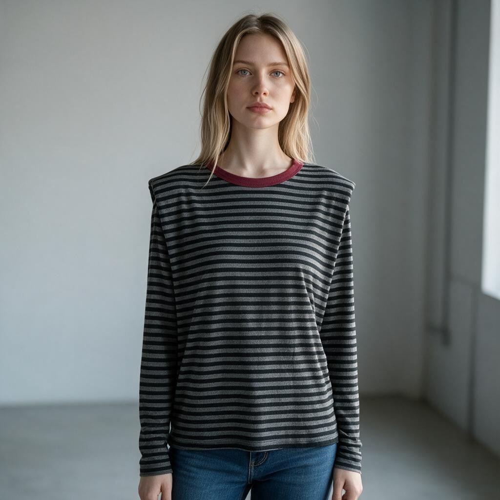 MAGLIETTA RIGHE OVATTA SUSY MIX - XE BLU Abbigliamento Donna