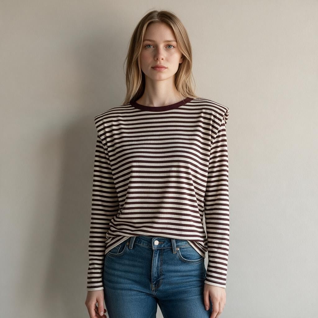 MAGLIETTA RIGHE OVATTA SUSY MIX - XE BLU Abbigliamento Donna
