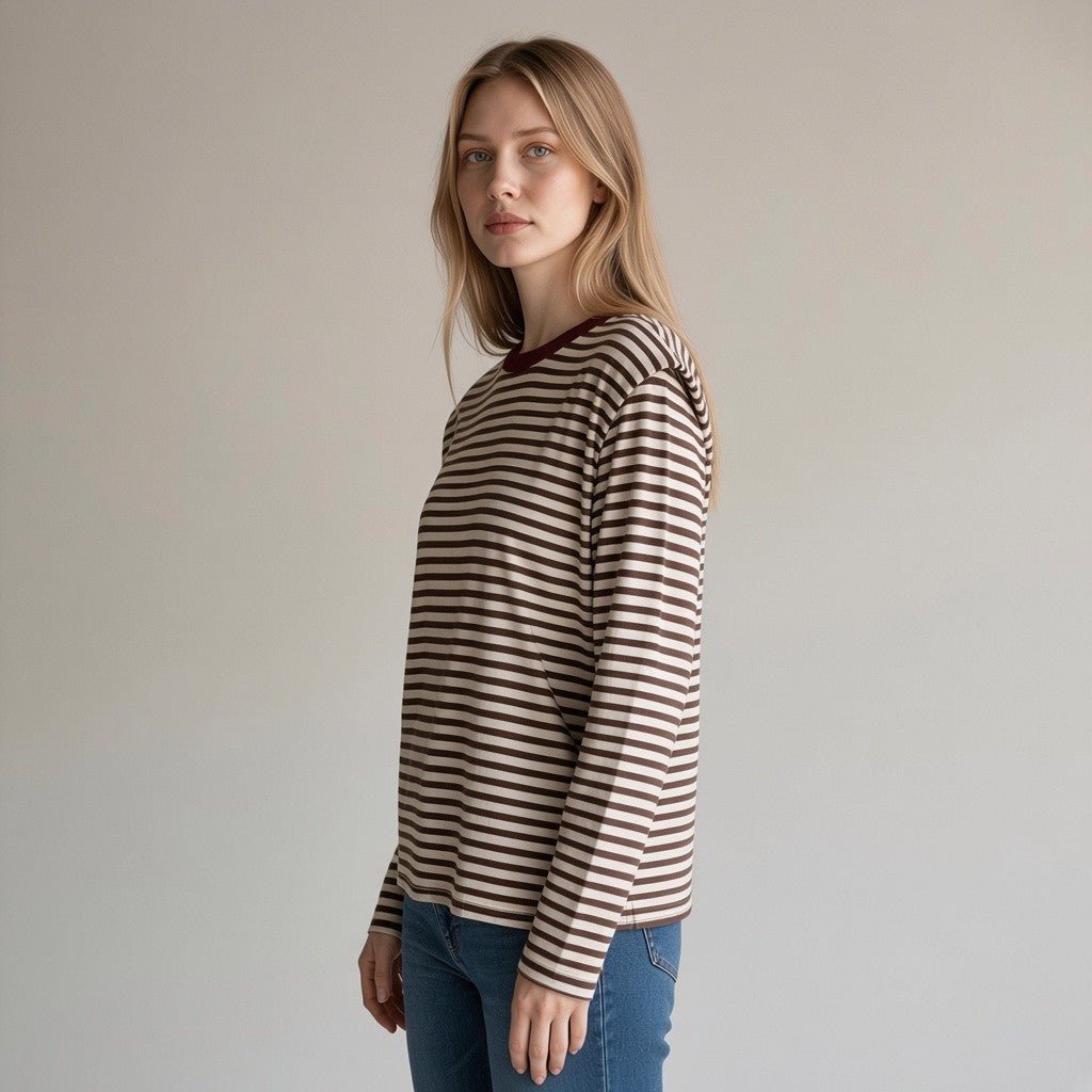 MAGLIETTA RIGHE OVATTA SUSY MIX - XE BLU Abbigliamento Donna