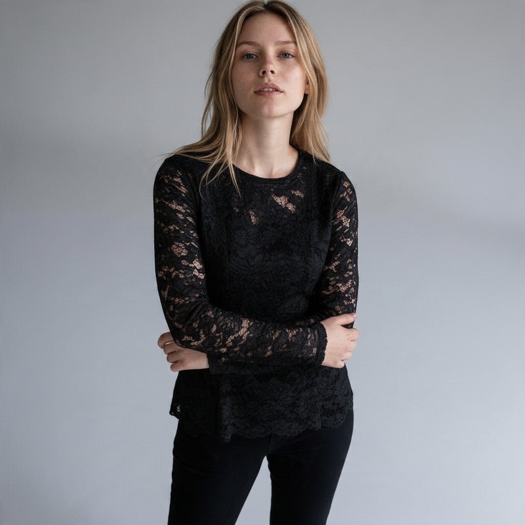 MAGLIETTA SFIANCATA IN PIZZO SUSY MIX - XE BLU Abbigliamento Donna