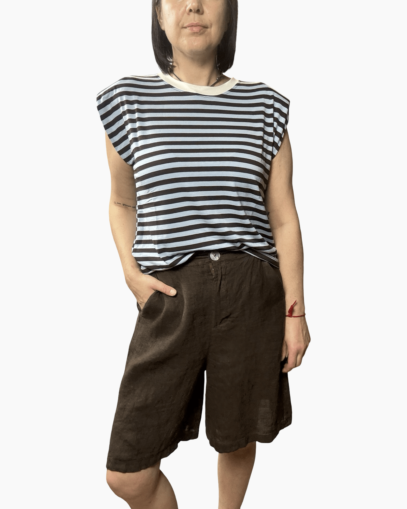 MAGLIETTA SMANICATA A RIGHE HAVEONE - XE BLU ABBIGLIAMENTO