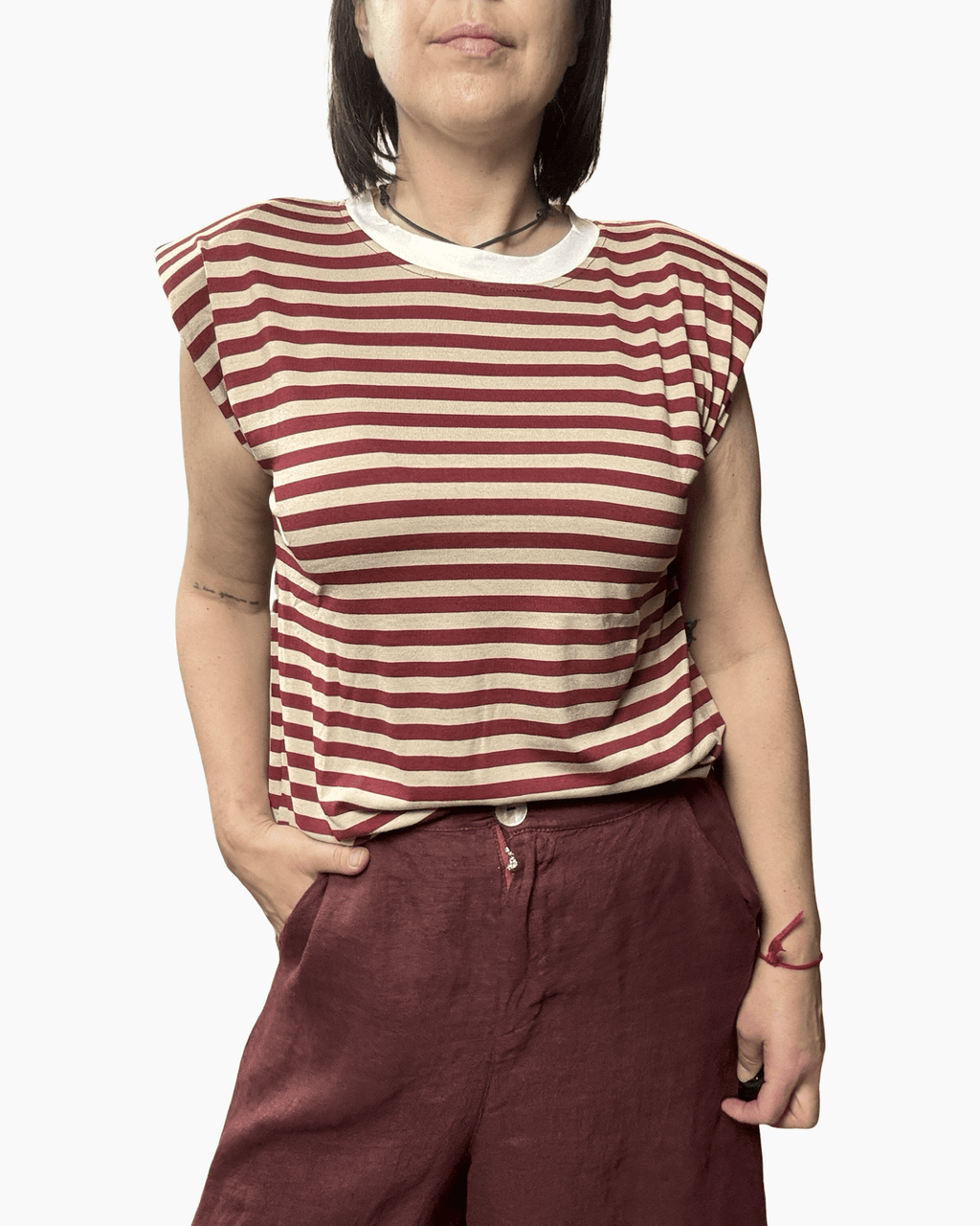 MAGLIETTA SMANICATA A RIGHE HAVEONE - XE BLU ABBIGLIAMENTO