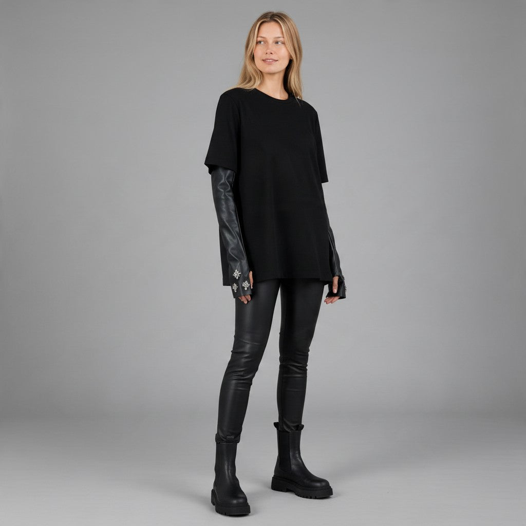 MAXI MAGLIA CON MANICOTTO TENSIONE IN - XE BLU Abbigliamento Donna