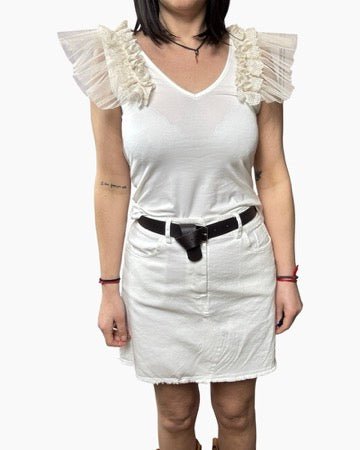 MINIGONNA IN JEANS BIANCO SUSY MIX - XE BLU ABBIGLIAMENTO