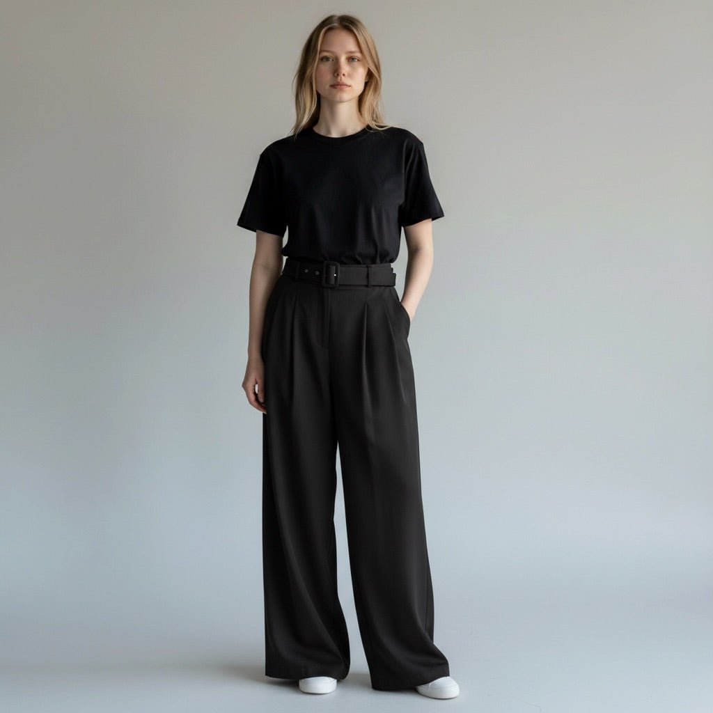 PANTALONE A PALAZZO CON PINCES SUSY MIX - XE BLU Abbigliamento Donna