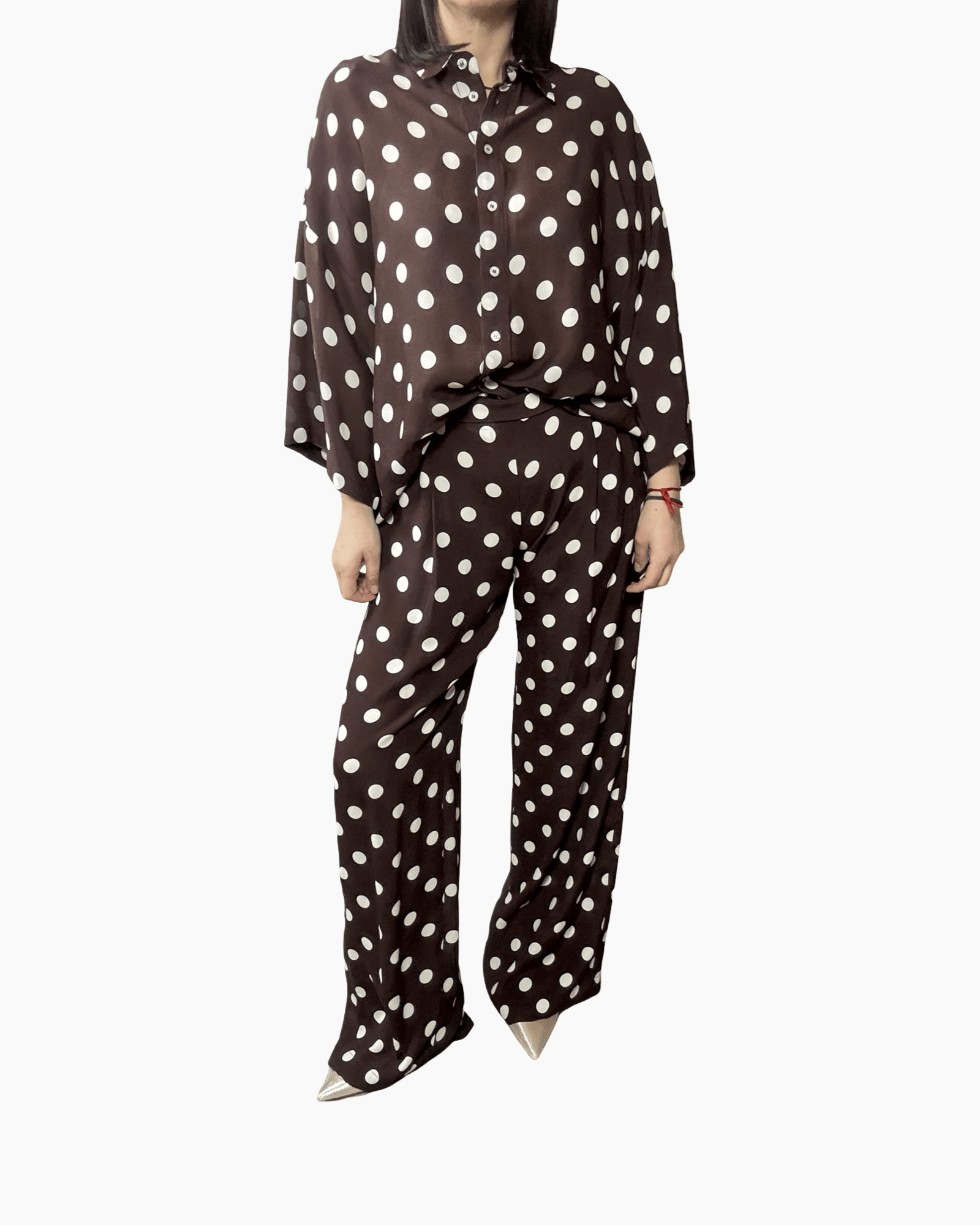 PANTALONE A POIS MARRONE DIXIE - XE BLU ABBIGLIAMENTO