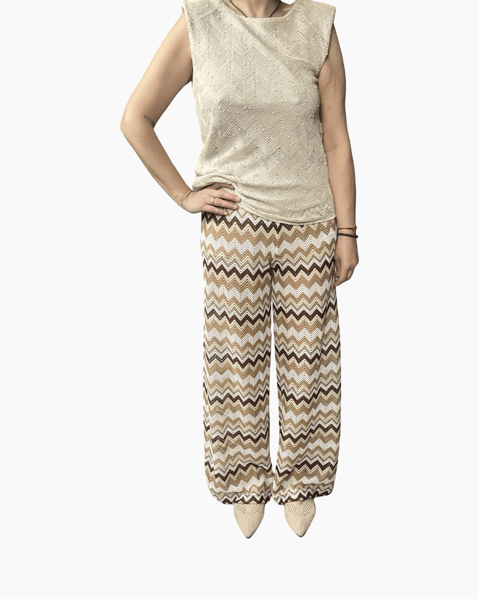 PANTALONE A ZIG ZAG VICOLO - XE BLU ABBIGLIAMENTO