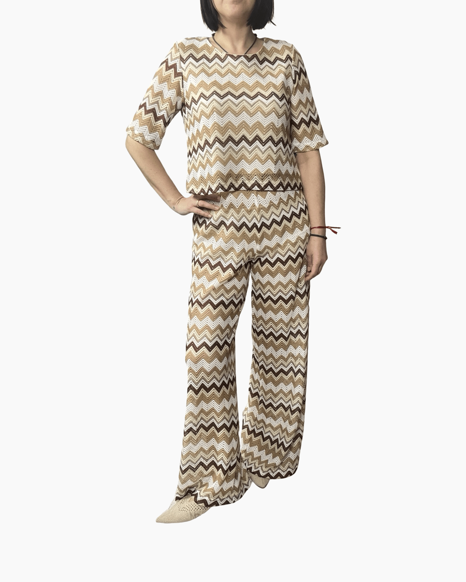 PANTALONE A ZIG ZAG VICOLO - XE BLU ABBIGLIAMENTO